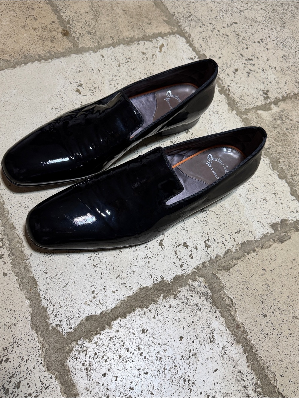 Santoni Mens Black Patent Leather Loafers Shoes Shinny Black Size D 12 - Picture 2 of 15